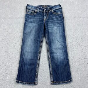 Silver Jeans Suki Surplus Capri Womens W26 Blue Flap Pockets Stretch Denim 26x20